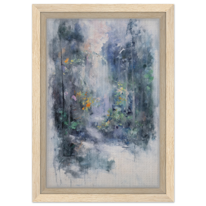 Abstract watercolor painting of a misty forest in Liquid Twilight Hues for elegant room decor