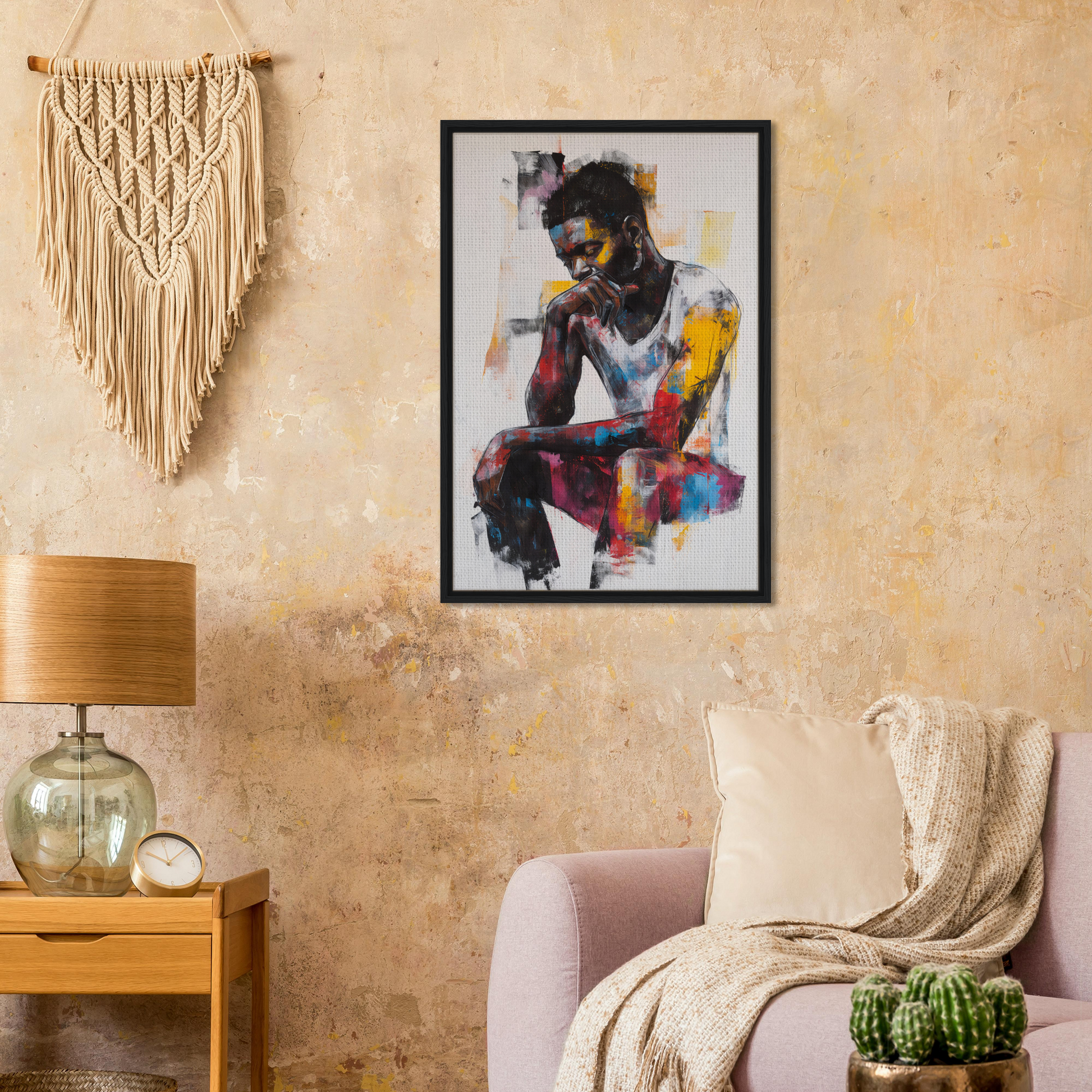 Colorful abstract portrait in a black frame, part of Luminous Solitude Streams collection