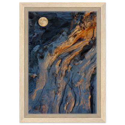 Abstract painting of Lunar Chiaroscuro Harmony with fluid blue and orange patterns