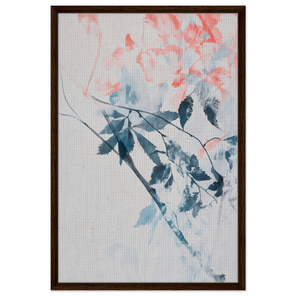 Framed canvas print of Lyrical Autumn Veil with tree branches and pink blossoms