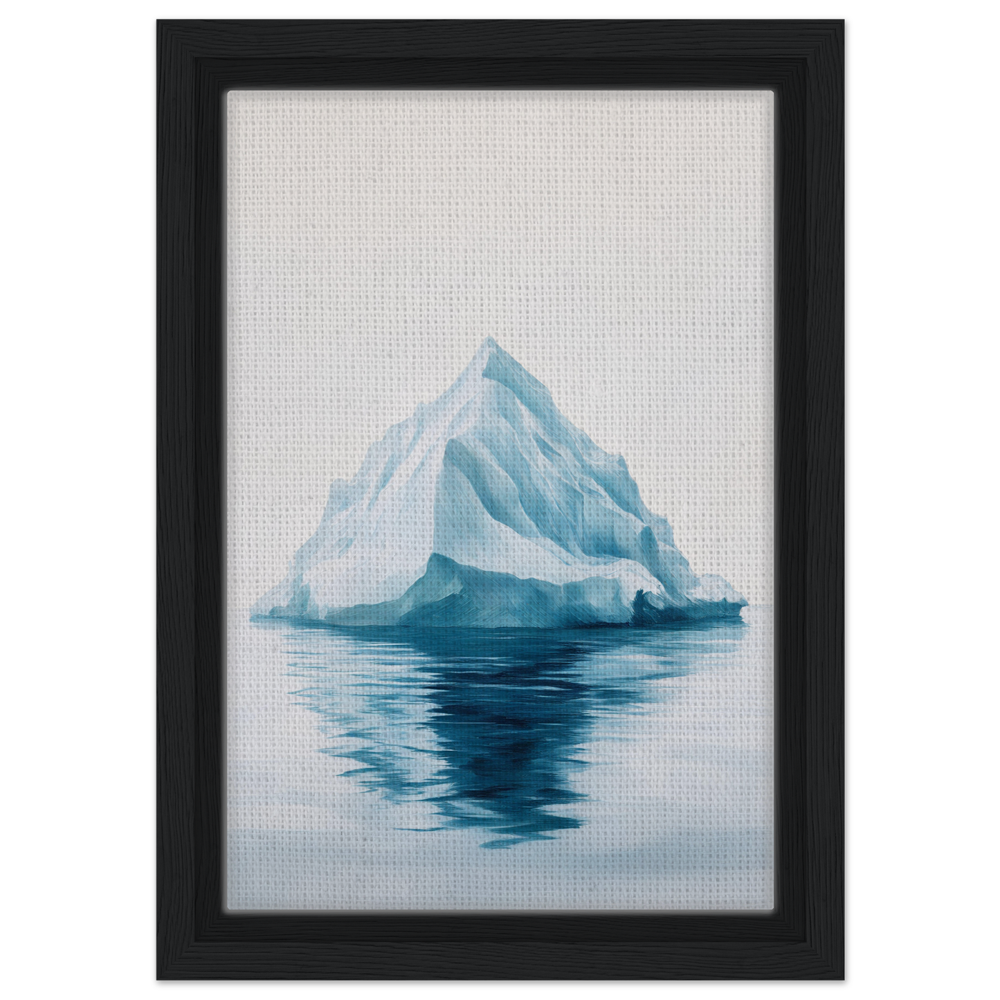 Iceberg with reflection in calm blue water, featured in Majestic Frozen Reverie framed canvas art