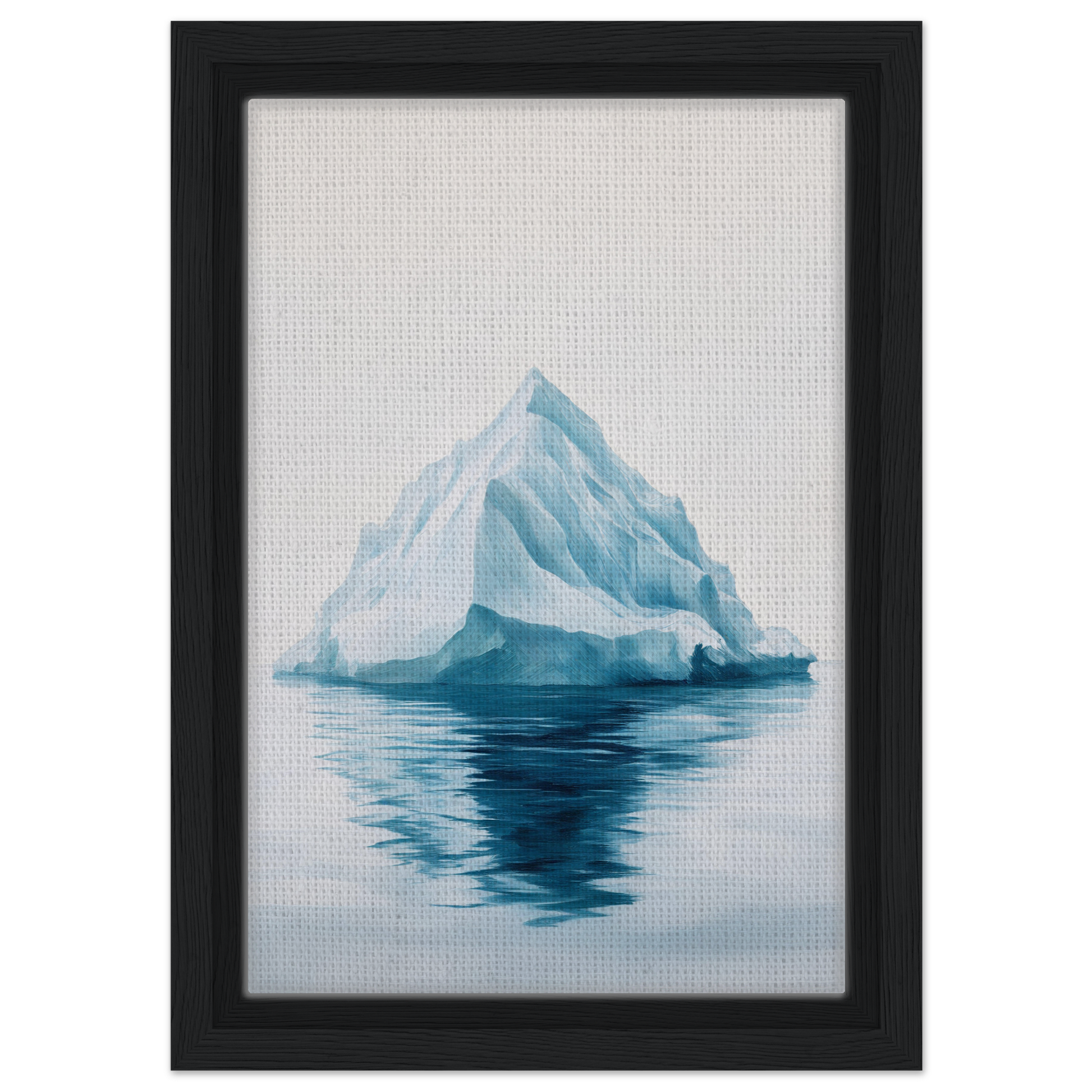 Iceberg with reflection in calm blue water, featured in Majestic Frozen Reverie framed canvas art