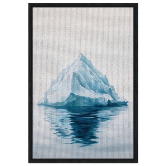 Iceberg with blue peak reflected in water, featured in Majestic Frozen Reverie framed canvas art