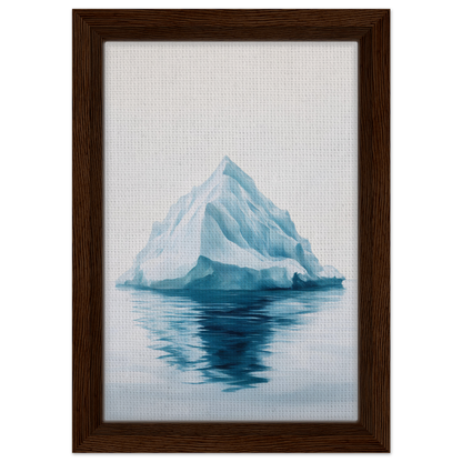 Majestic Frozen Reverie iceberg with blue peak reflected in calm water framed canvas art