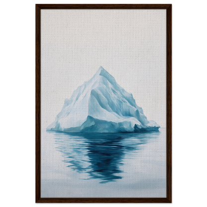 Majestic Frozen Reverie framed canvas art featuring a blue-tinted iceberg reflection