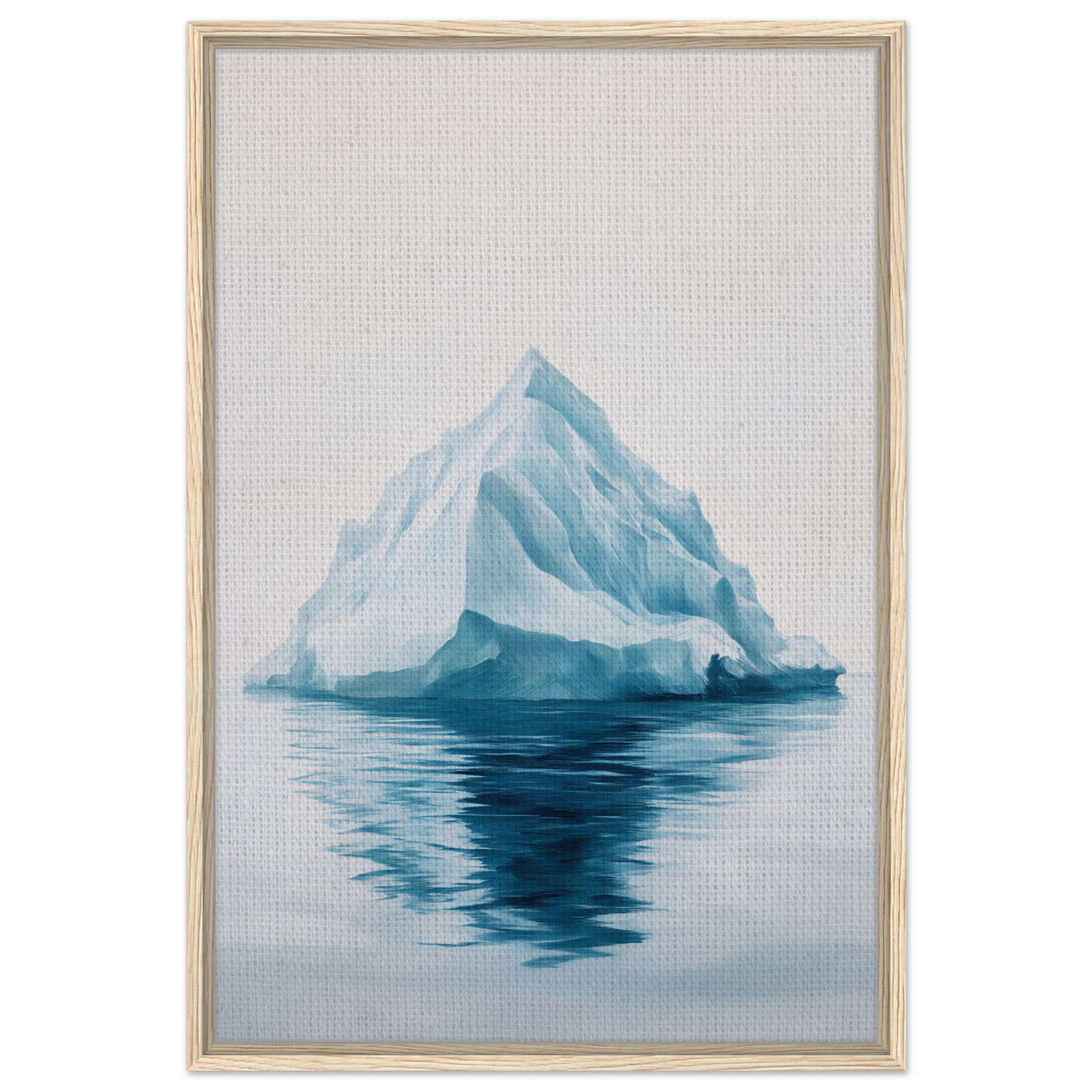 Majestic Frozen Reverie framed canvas art of an iceberg reflected in calm water