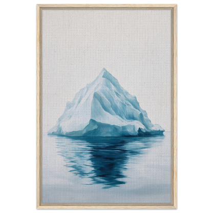 Majestic Frozen Reverie framed canvas art of an iceberg reflected in calm water