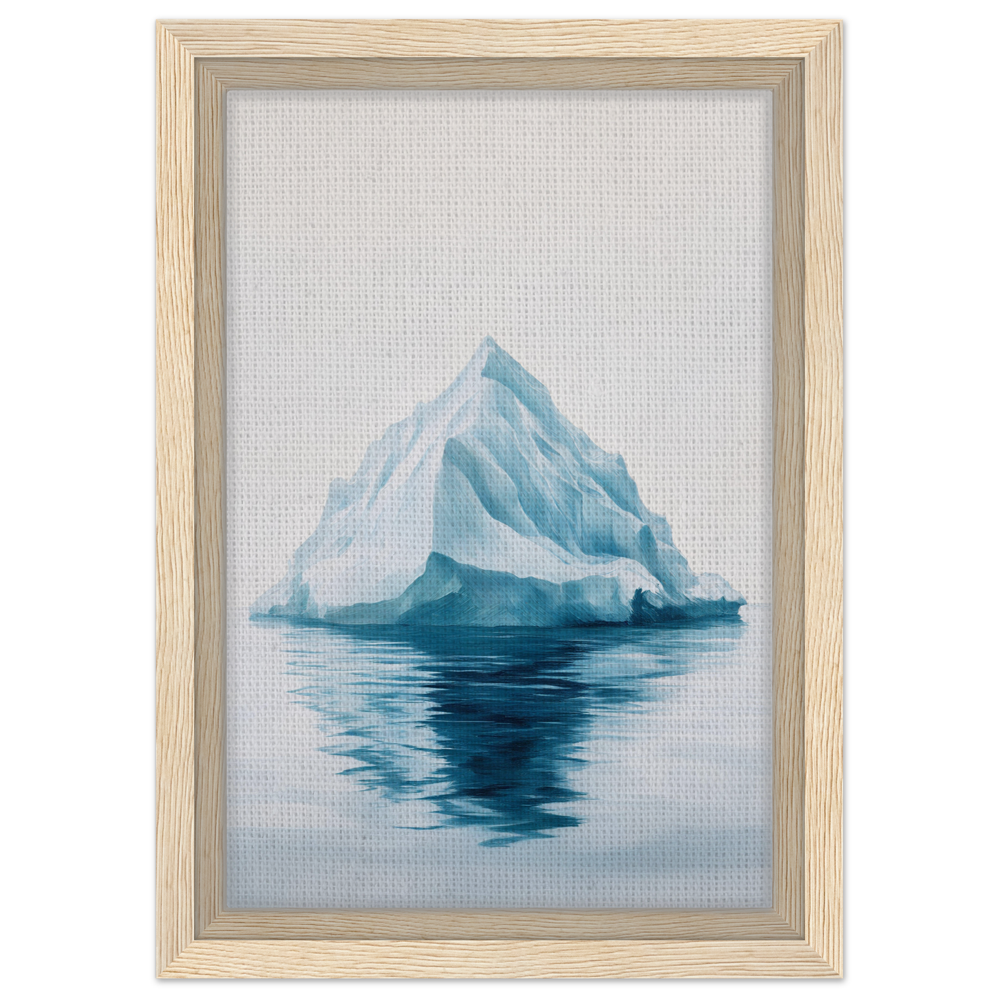 Iceberg reflection in calm water in Majestic Frozen Reverie framed canvas art