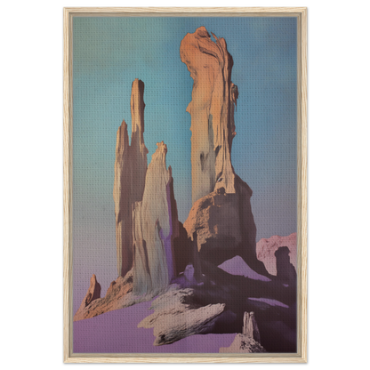 Towering rock formations and spires against a colorful sky, Majestic Void Reveille canvas print