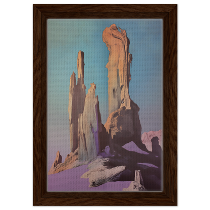 Stylized painting of rock formations in a desert landscape for Majestic Void Reveille room decor