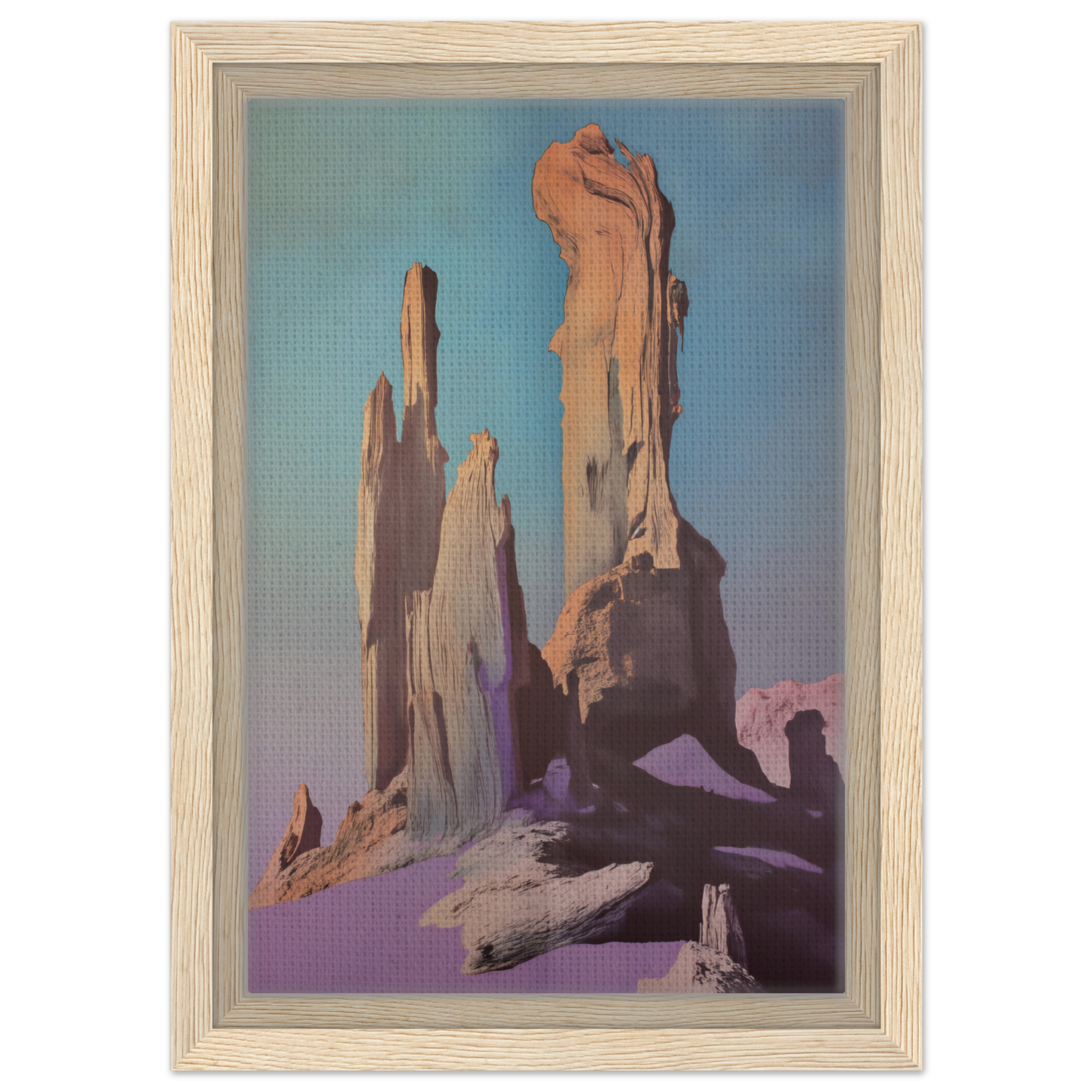 Majestic Void Reveille depicts a stunning rock formation with spires under a colorful sky