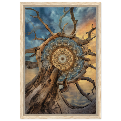 Gnarled tree trunk featuring mandala pattern, ideal for Mandala Sol Romantics room decor