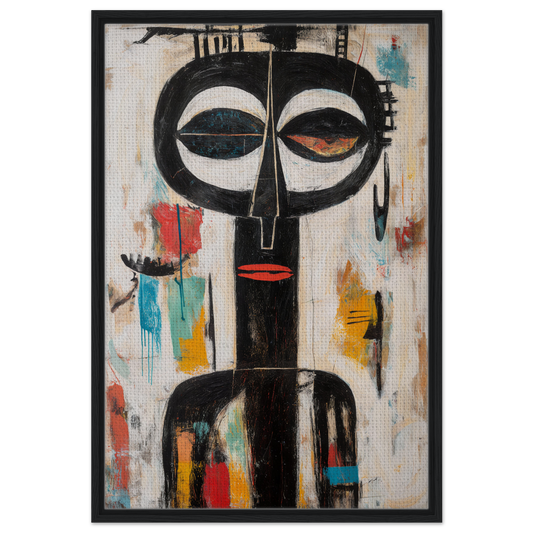 Abstract tribal mask with large eyes on colorful background for Masks Chromatic Dance