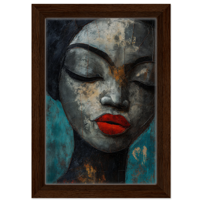 Stylized portrait with closed eyes and red lips from Meditative Sansword Reveries collection