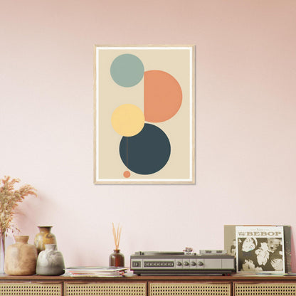 Abstract geometric art print featuring overlapping circles in muted colors.