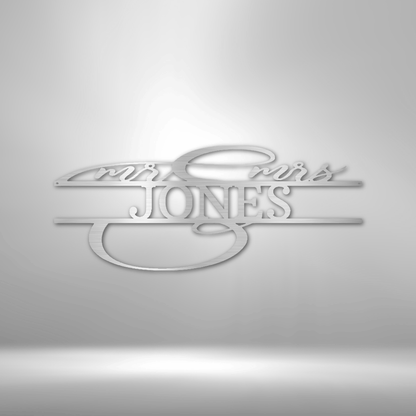 Stylized metallic logo featuring the name ’JONES’ with decorative flourishes.