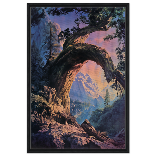 Natural rock arch framing a mountain view, enhancing the Mist Vortex Gateway room decor