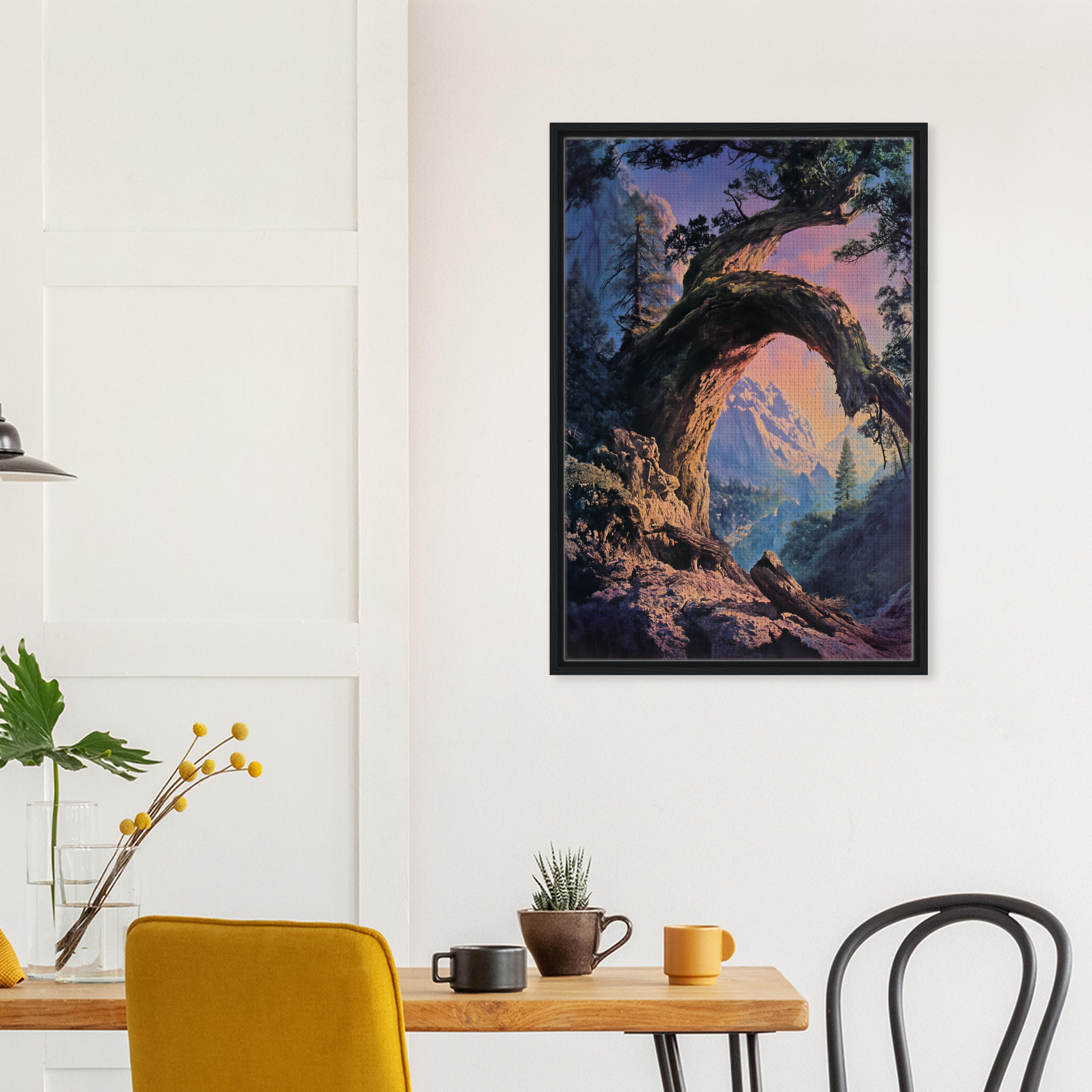 Framed painting of a fantastical landscape for Mist Vortex Gateway room decor