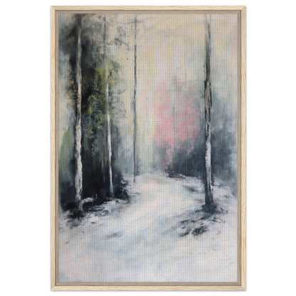 Abstract painting of a snowy forest path in Misty Dreamscape Envoy for room decor