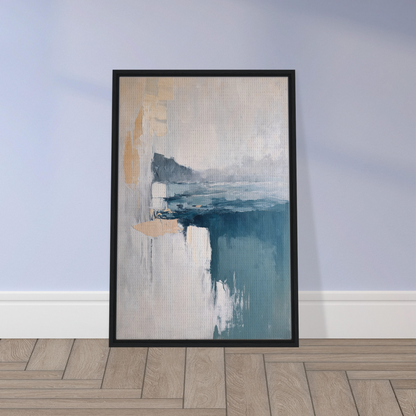 Abstract painting in a black frame, part of Misty Dreamscape Whispers room decor collection