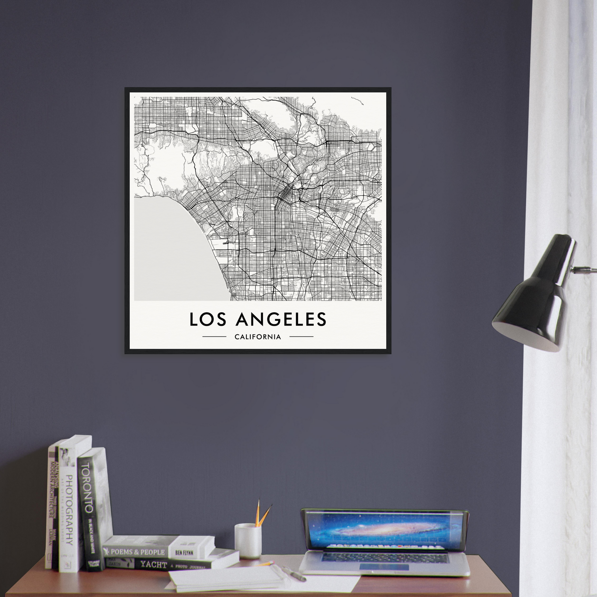 Map of Los Angeles displayed as framed wall art.