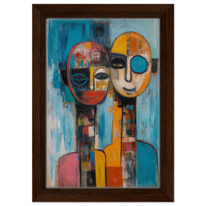 Abstract painting of two faces in vibrant colors, ideal for Mosaic Mindscape Ballet room decor