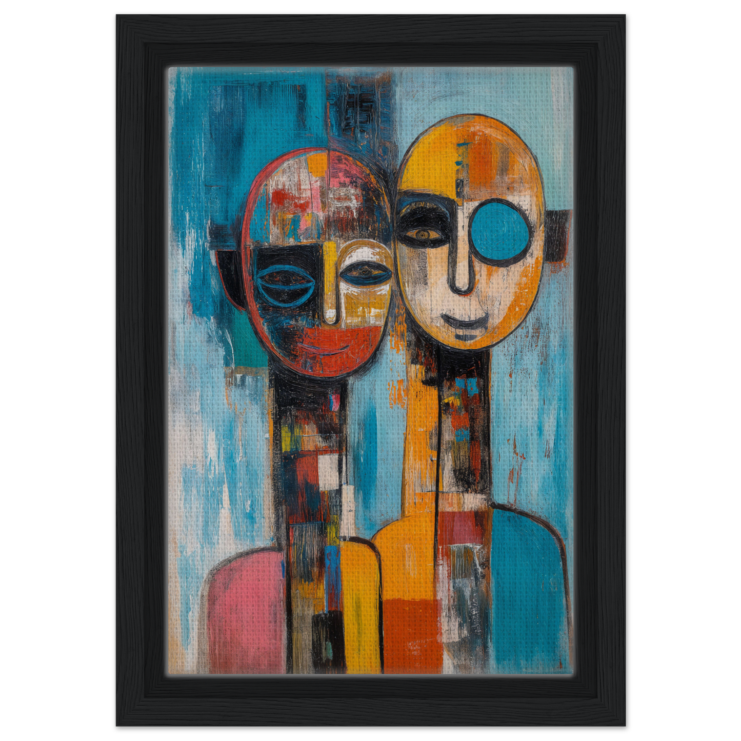 Abstract painting of vibrant stylized figures for Mosaic Mindscape Ballet room decor