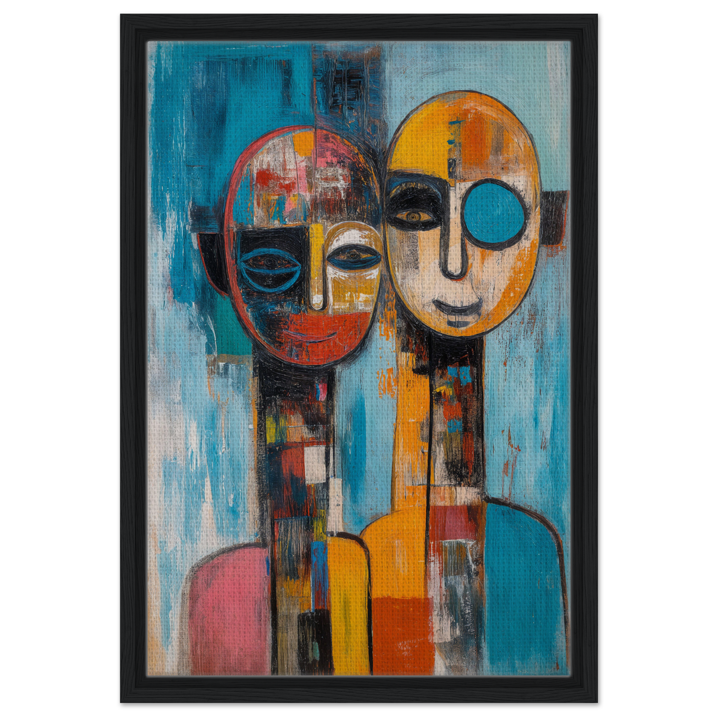 Abstract painting of styled faces with vibrant colors for Mosaic Mindscape Ballet room decor