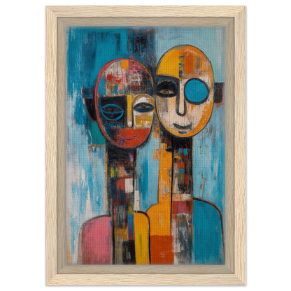 Abstract painting of stylized figures in vibrant colors for Mosaic Mindscape Ballet room decor