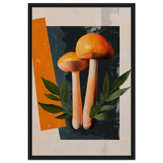 Two orange mushrooms with long stems and rounded caps for Mushroom Dreams Tree decor