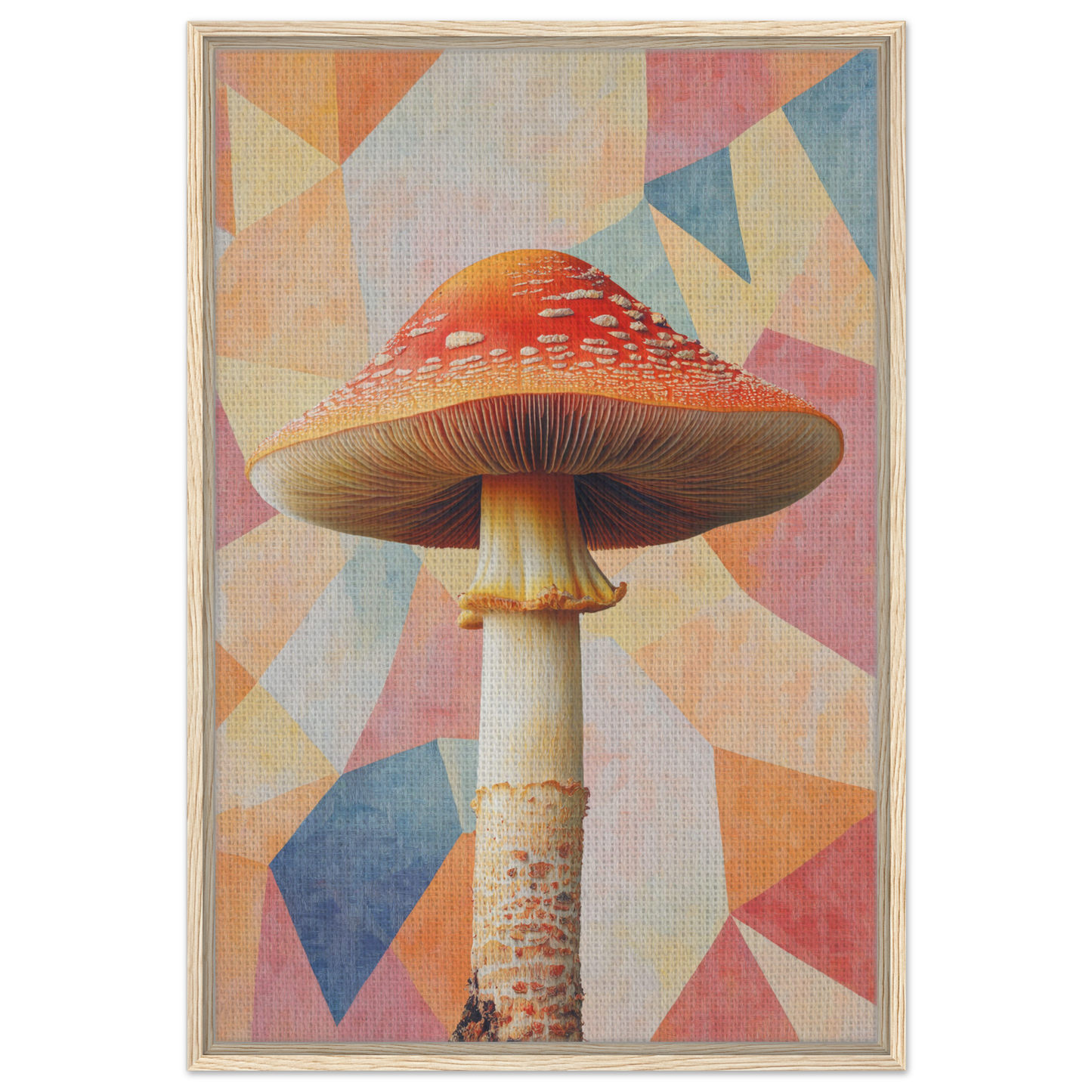 Red-capped mushroom with tall stem enhancing Mushroom Mindscapes room decor