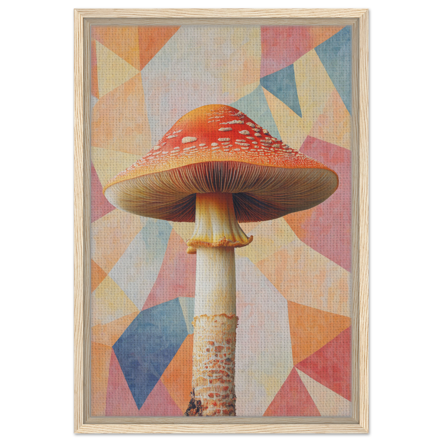 Red-capped mushroom with tall stem for Mushroom Mindscapes framed room decor