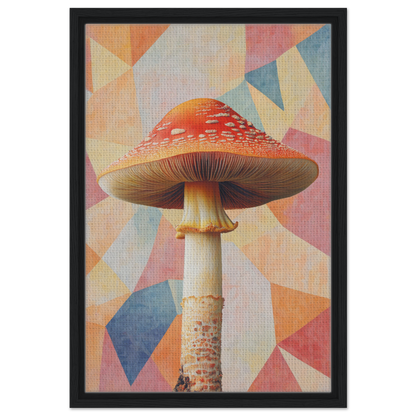 Red-capped mushroom on a tall stem in Mushroom Mindscapes framed room decor