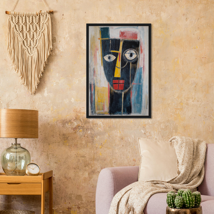 Abstract portrait painting of a stylized face in Mystic Fragments Symphony design