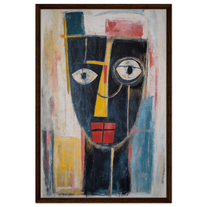 Abstract painting of a stylized face in bold colors for Mystic Fragments Symphony