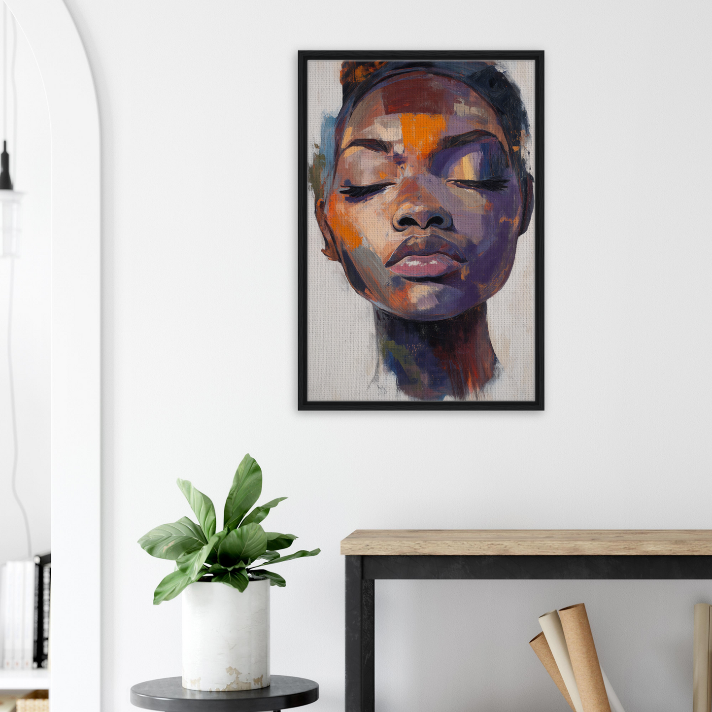 Colorful portrait in black frame from Mystic Palette Reverie for elegant room decor