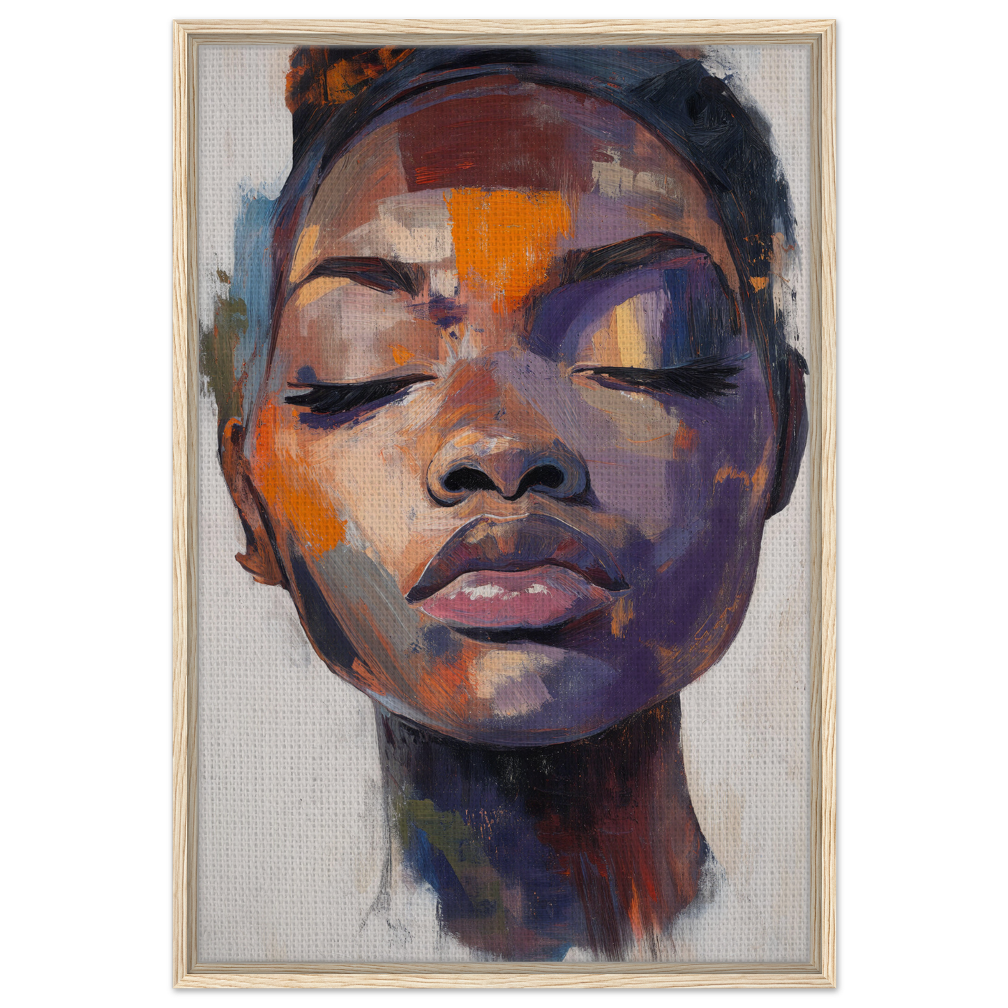 Colorful abstract portrait in Mystic Palette Reverie framed canvas print by Fashion Oracle™