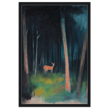 Deer standing alone in a dark forest for Mystical Deer Realm room decor