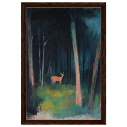 Deer standing in a dark forest clearing for Mystical Deer Realm room decor