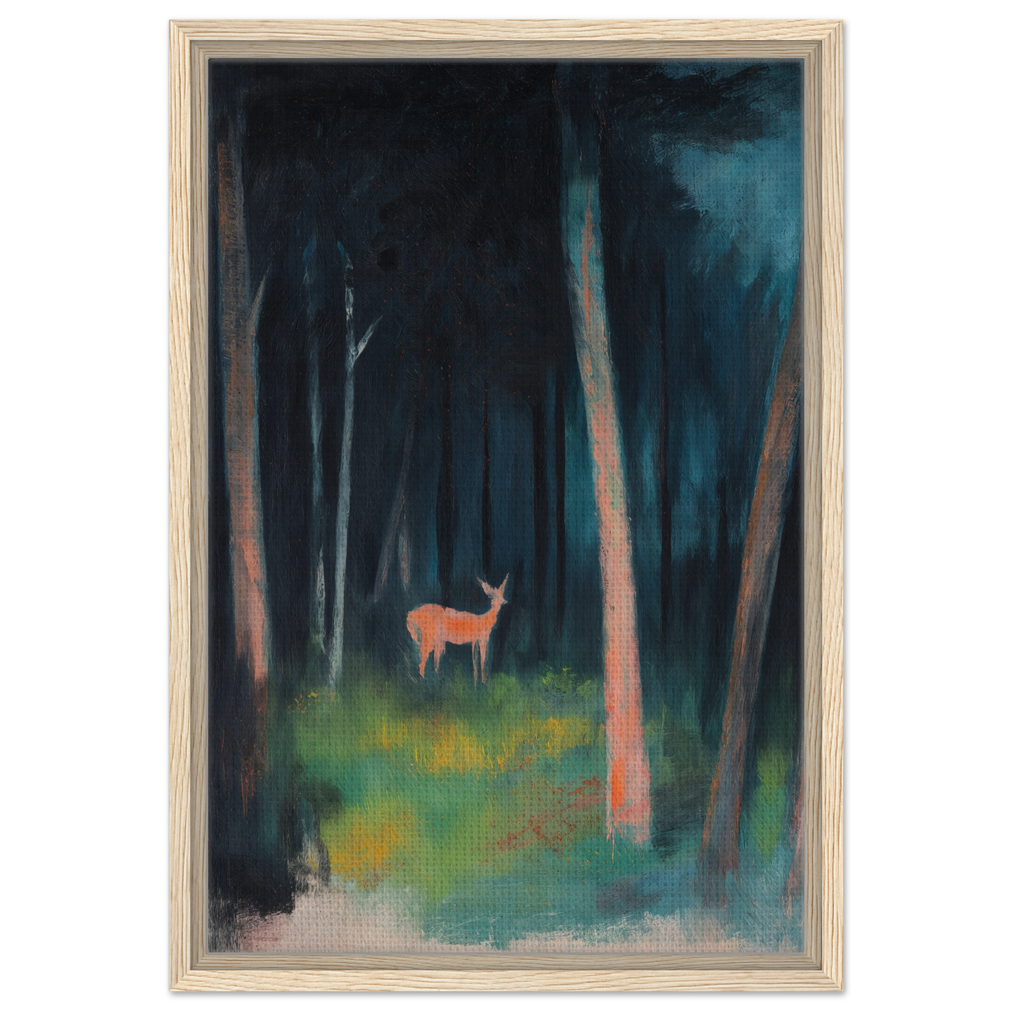 Deer in a dark forest clearing from the Mystical Deer Realm room decor collection