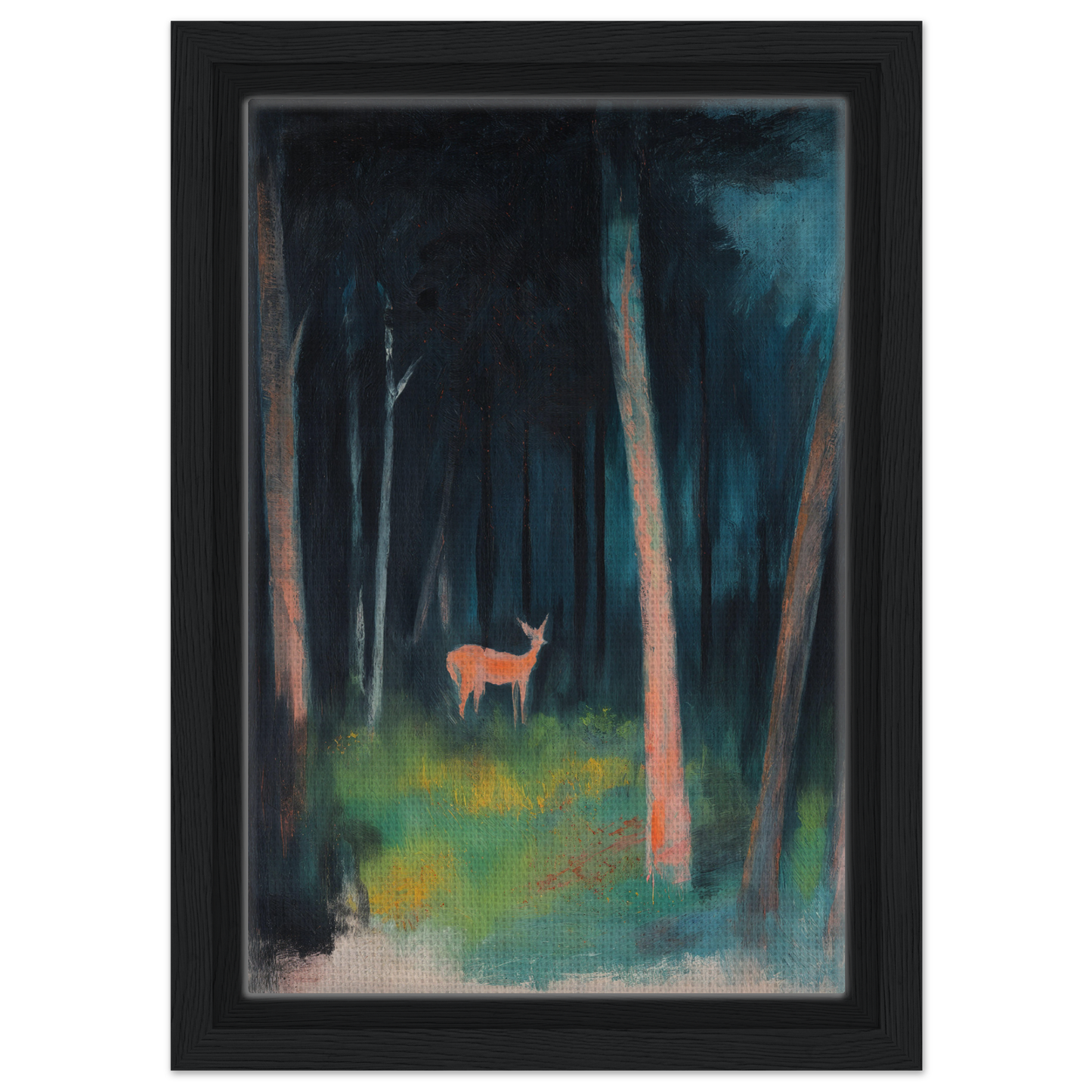 Deer in a dark forest clearing, enhancing the Mystical Deer Realm room decor