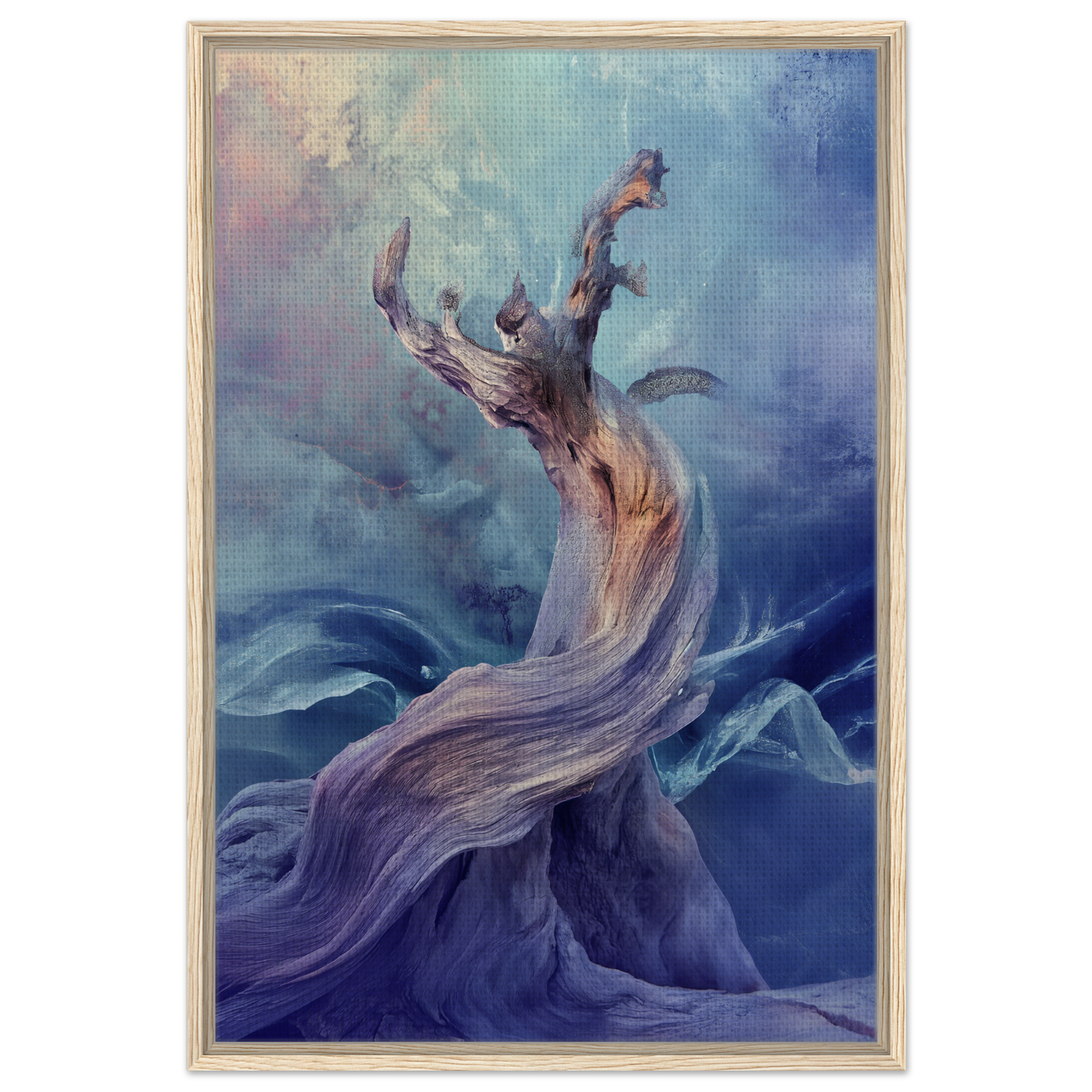 Ethereal figure in turbulent waters embodies Mystical Organic Dance for unique room decor