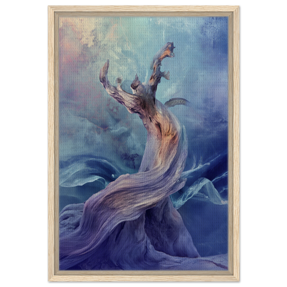 Twisted ethereal tree emerging from water in Mystical Organic Dance Framed Canvas Print