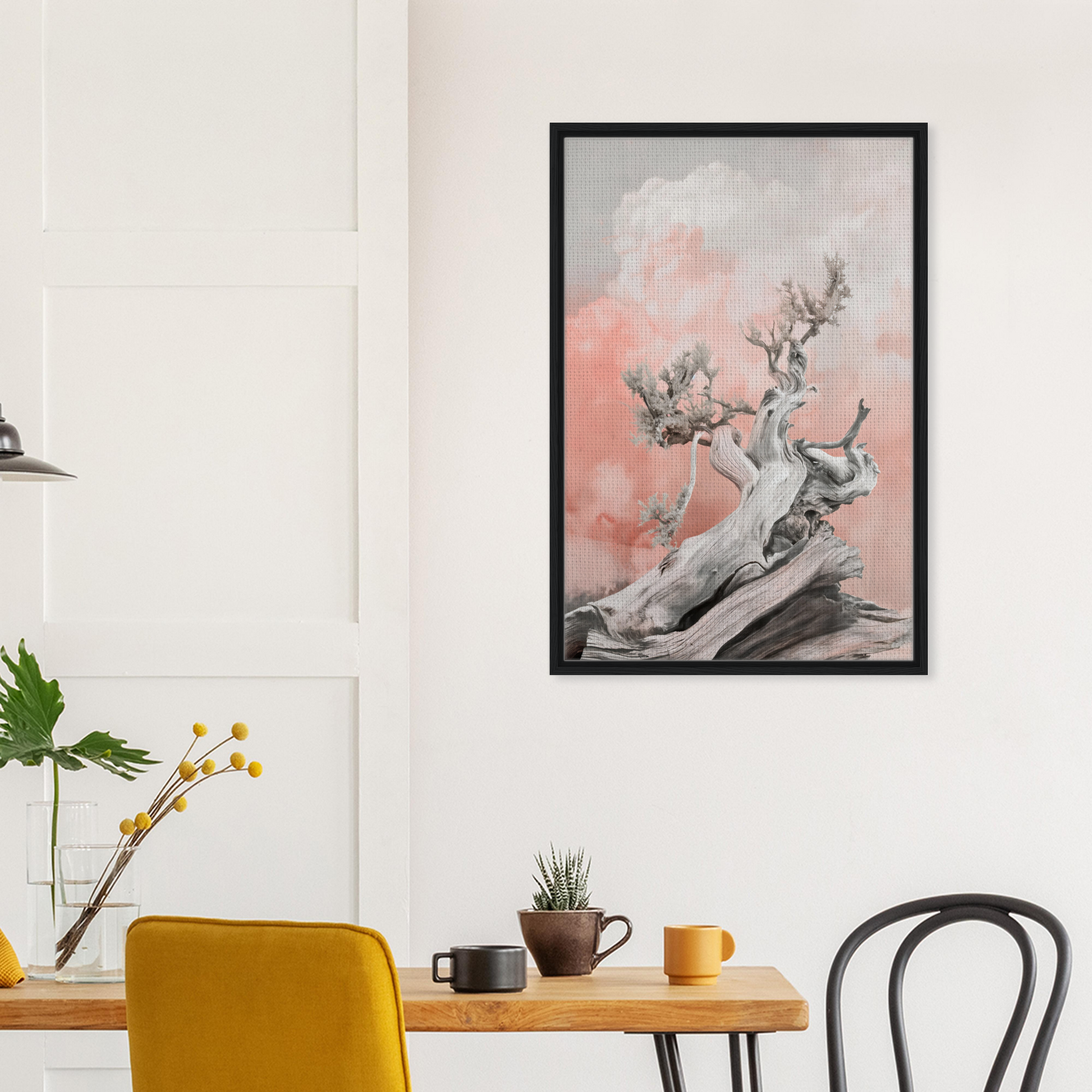 Framed canvas print of a gnarled tree branch in Nature’s Twisted Serenity design