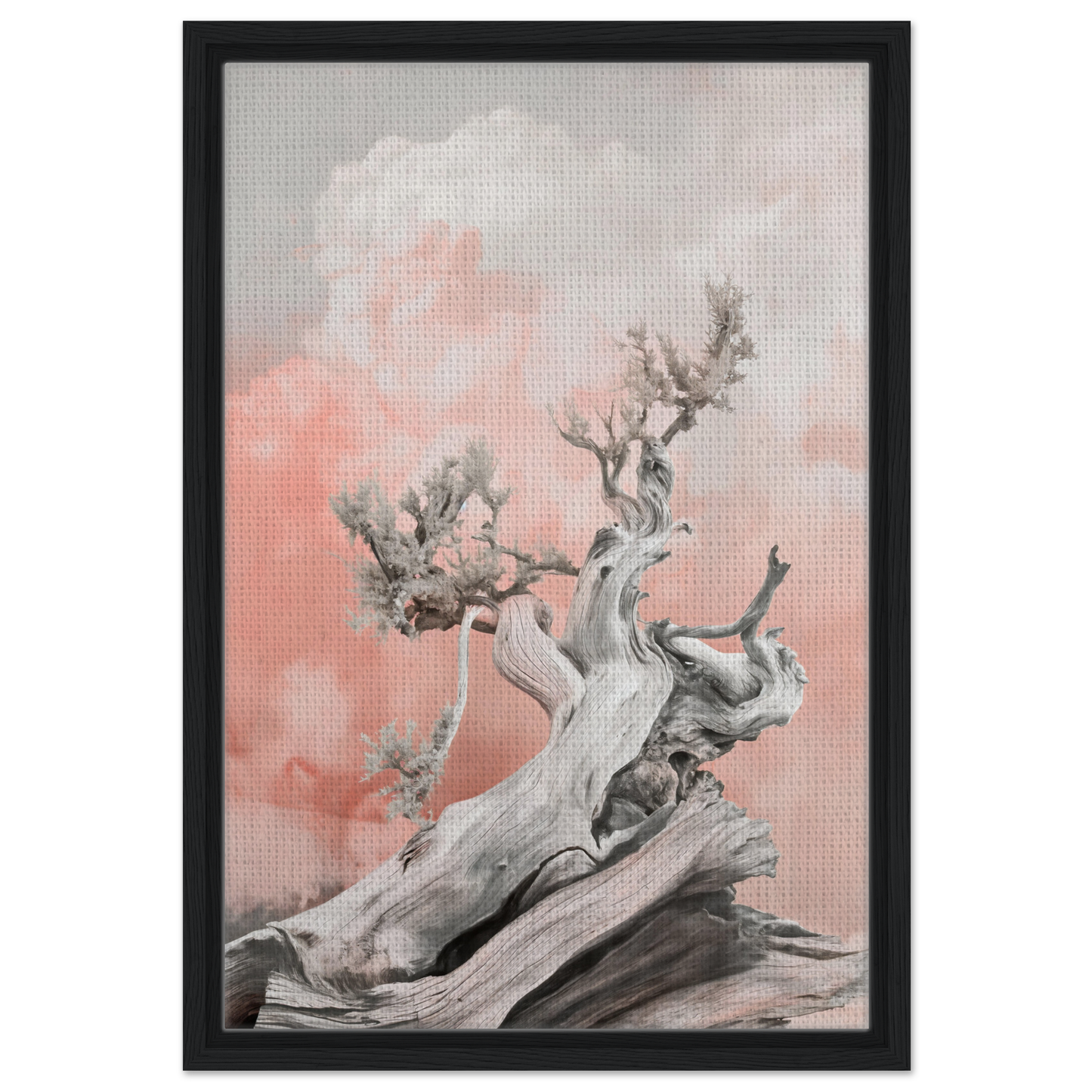 Gnarled driftwood with bare branches symbolizes Nature’s Twisted Serenity in room decor