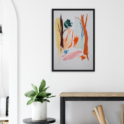 Abstract painting with colorful brushstrokes in a black frame from Occurs Splendidly Terrified