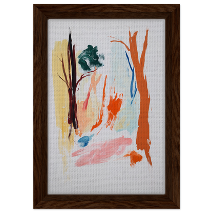 Abstract painting with colorful brushstrokes in a wooden frame for Occurs Splendidly Terrified room decor