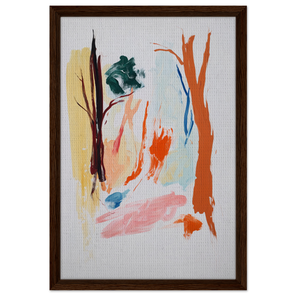 Abstract painting with colorful brushstrokes in a wooden frame for Occurs Splendidly Terrified room decor