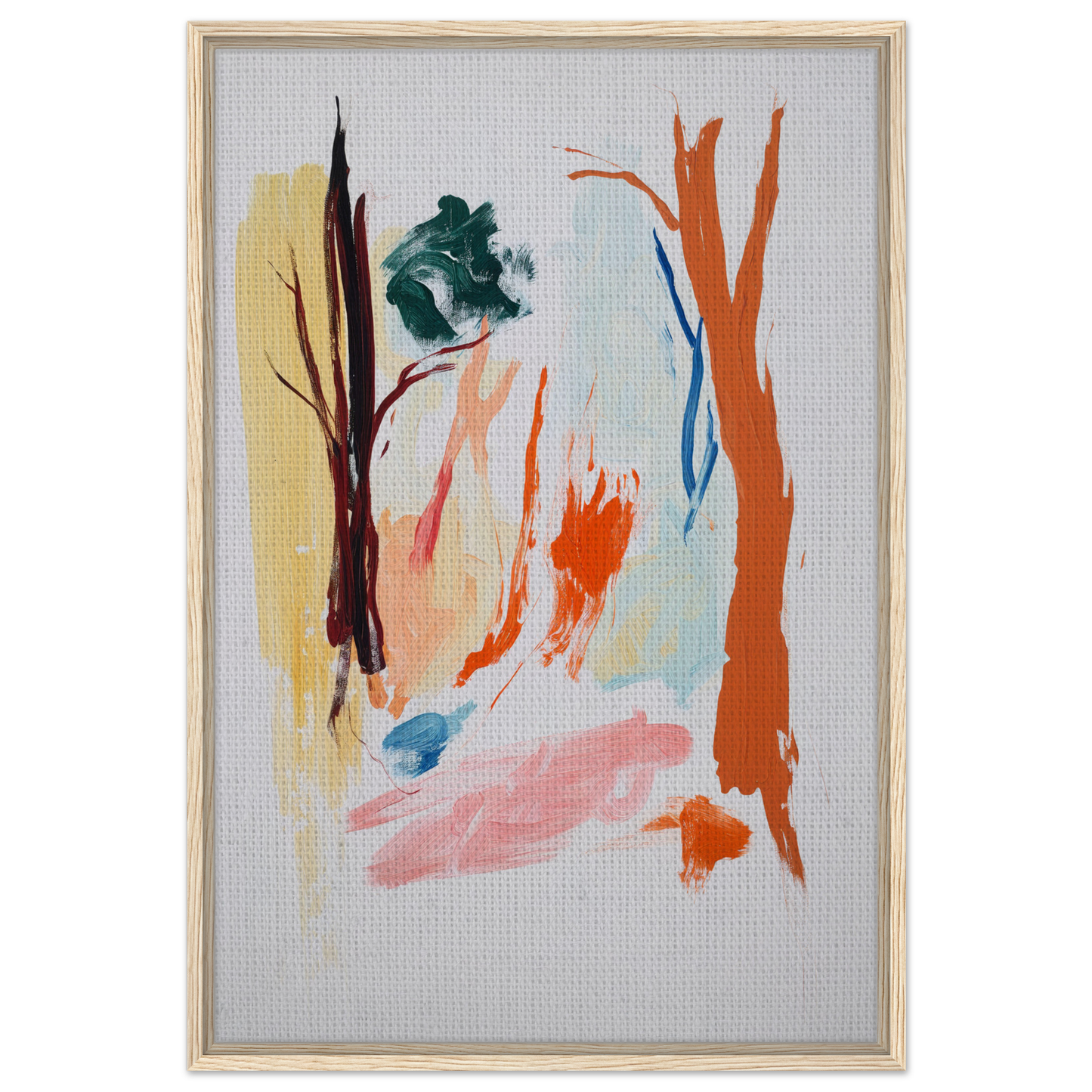 Abstract painting with colorful brushstrokes for Occurs Splendidly Terrified framed canvas print