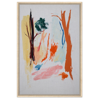 Abstract painting with colorful brushstrokes for Occurs Splendidly Terrified framed canvas print